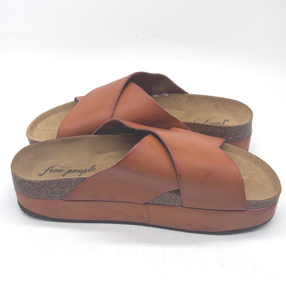 Free People Sidelines Leather Platform HoneyBrown Sandals Women US Size 9 EU 40 - Picture 10 of 10
